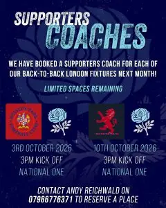 Supporters Coaches for Rosslyn Park and London Scottish 2026